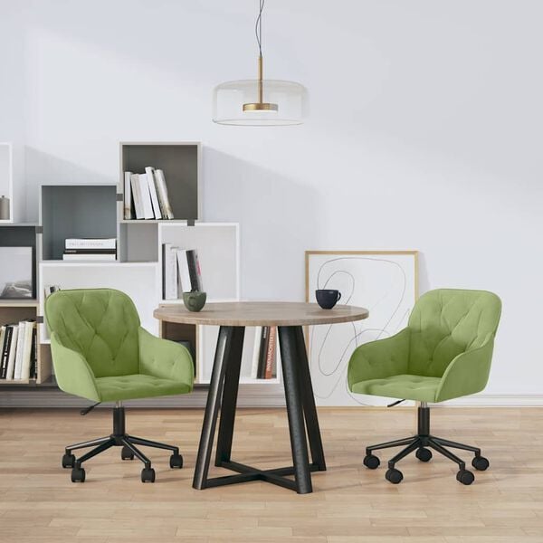 vidaXL Sillas de comedor giratorias 2 unidades terciopelo verde claro