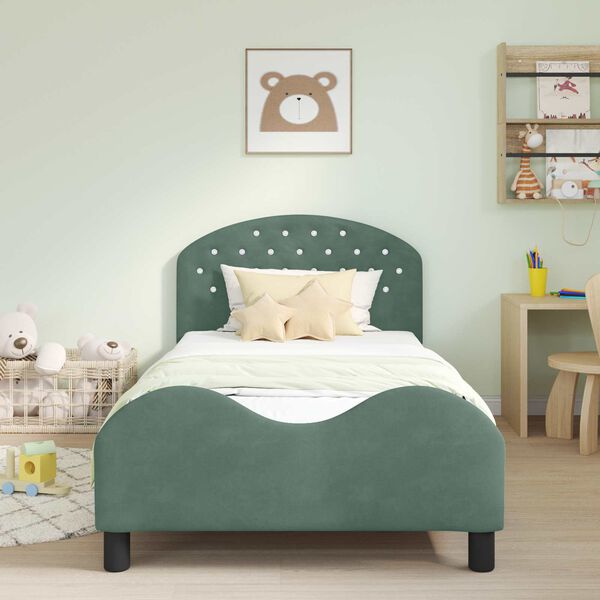 vidaXL Cama para ni&ntilde;os con cabecero Verde Mar 80 x 200 cm Terciopelo