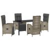 vidaXL Conjunto de Comedor de Jard&iacute;n 5 uds. Gris rat&aacute;n sint&eacute;tico