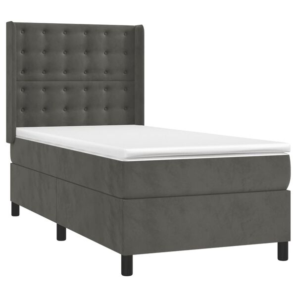 vidaXL Cama box spring con colch&oacute;n terciopelo gris oscuro 80x200 cm