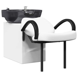 vidaXL Silla de Shampoo Manual y Negro 136 x 60 x 92 cm PVC