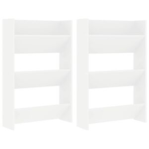 vidaXL Zapateros de pared 2 uds madera contrachapada blanco 60x18x90cm