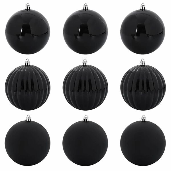 vidaXL Juego de Adornos Navide&ntilde;os XL 9 pcs Negro Pl&aacute;stico
