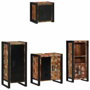 vidaXL Juego de muebles de ba&ntilde;o 4 uds. Multicolor y negro