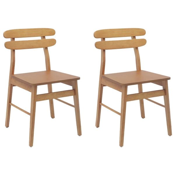 vidaXL Silla de comedor 2 pcs Natural Madera sólida