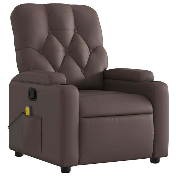 vidaXL Sill&oacute;n de masaje reclinable cuero sint&eacute;tico marr&oacute;n
