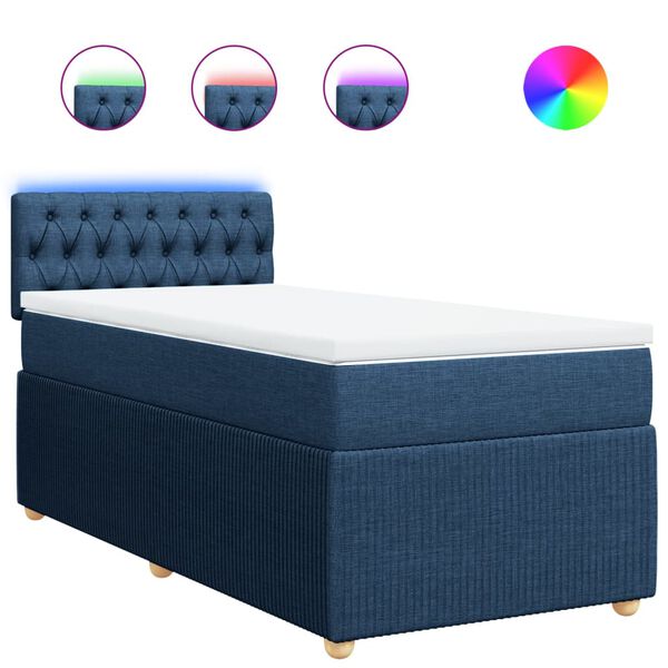 vidaXL Cama box spring con colch&oacute;n tela azul 80x200 cm