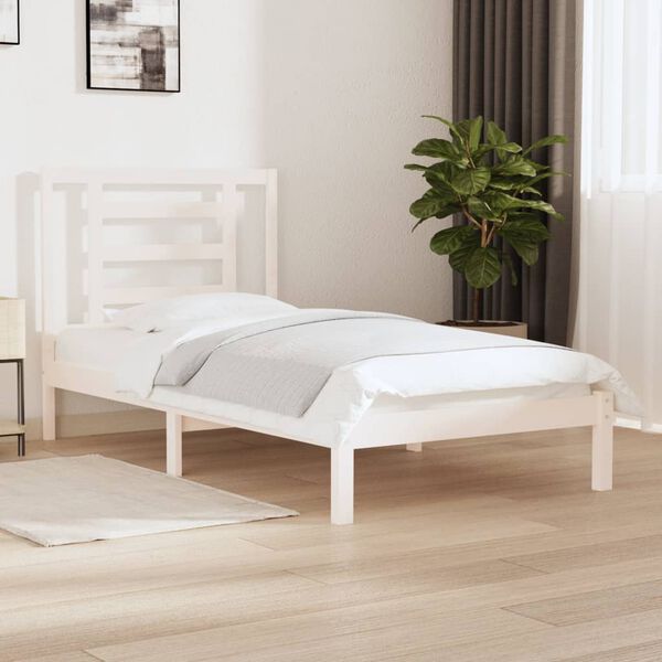 vidaXL Estructura de cama sin colch&oacute;n madera de pino blanca 90x200 cm