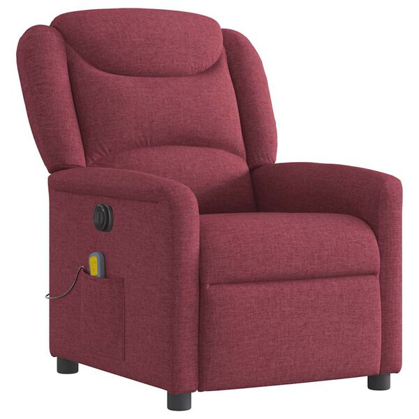 vidaXL Sillón de masaje reclinable eléctrico tela rojo tinto
