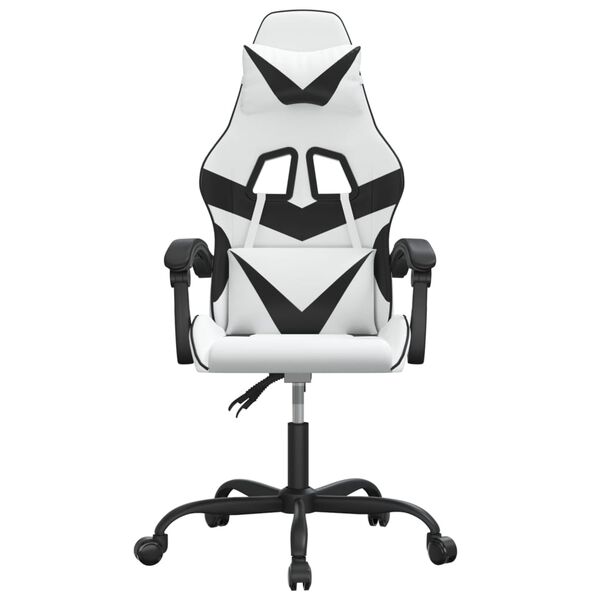 vidaXL Silla gaming giratoria cuero sintético blanco y negro