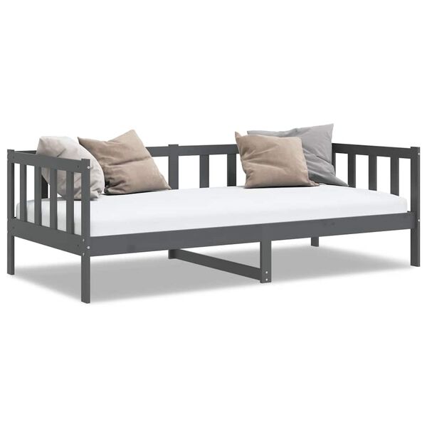 vidaXL Sof&aacute; cama sin colch&oacute;n madera maciza de pino gris 90x200 cm