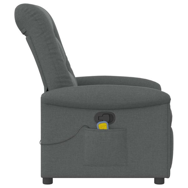 vidaXL Sill&oacute;n reclinable de masaje de tela gris oscuro