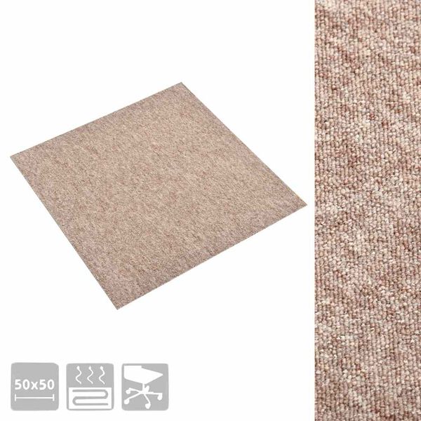 vidaXL Baldosas de suelo de moqueta 20 uds 5 m&sup2; 50x50 cm beige