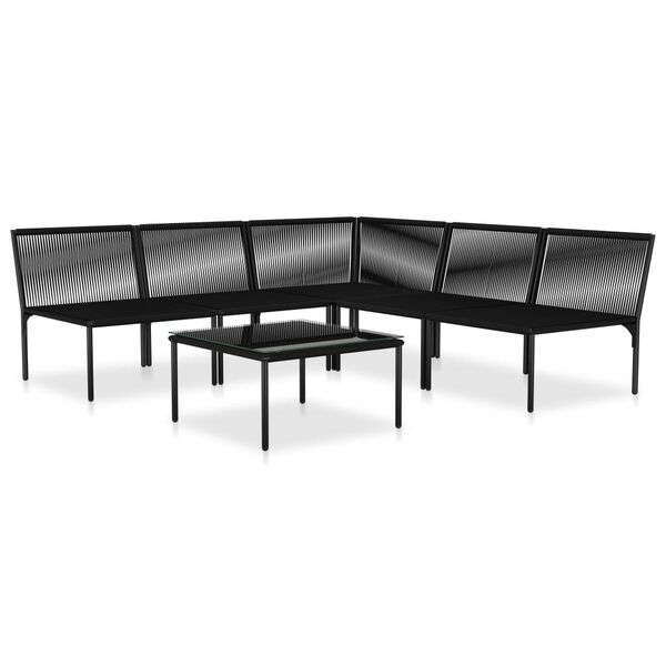 vidaXL Juego de muebles de jard&iacute;n 6 piezas con cojines PVC negro