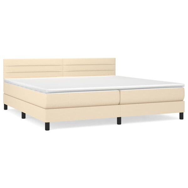 vidaXL Cama box spring con colch&oacute;n tela color crema 200x200 cm