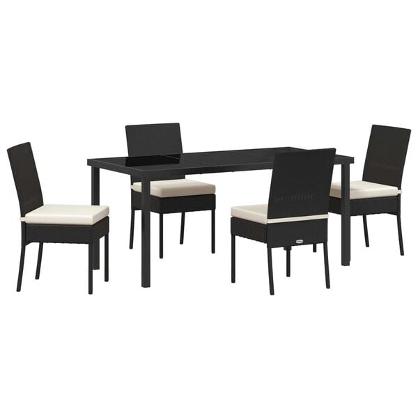 vidaXL Conjunto de Comedor de Jard&iacute;n 5 pcs Negro