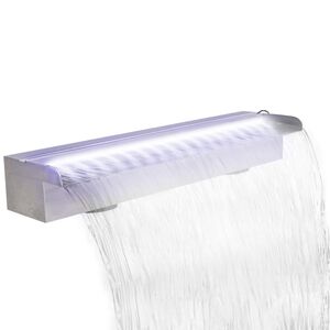 Fuente cascada rectangular LED para piscina acero inoxidable 60 cm