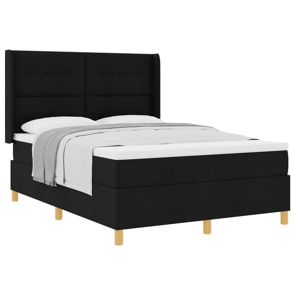 vidaXL Cama con Somier con colch&oacute;n Negro 140 x 200 cm tela