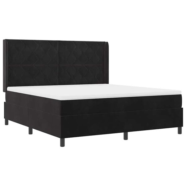 vidaXL Cama tipo Box Spring con colch&oacute;n Negro 180 x 200 cm Terciopelo