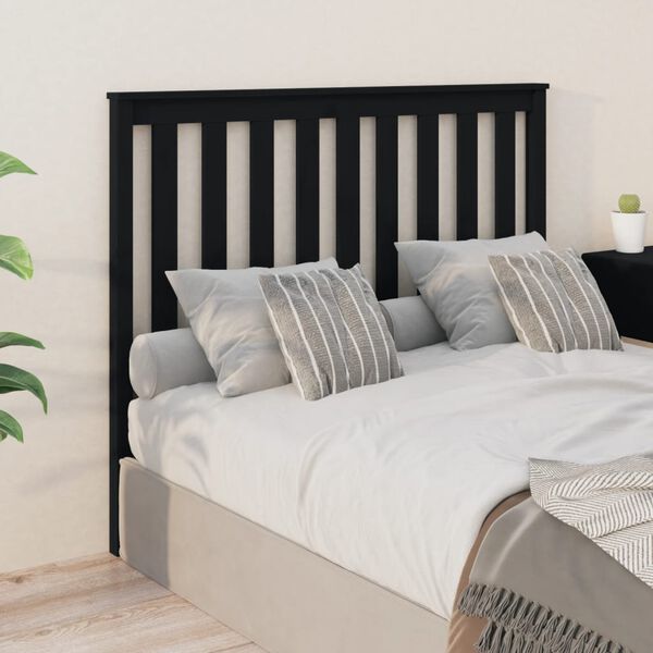 vidaXL Cabecero de cama madera maciza de pino negro 146x6x101 cm