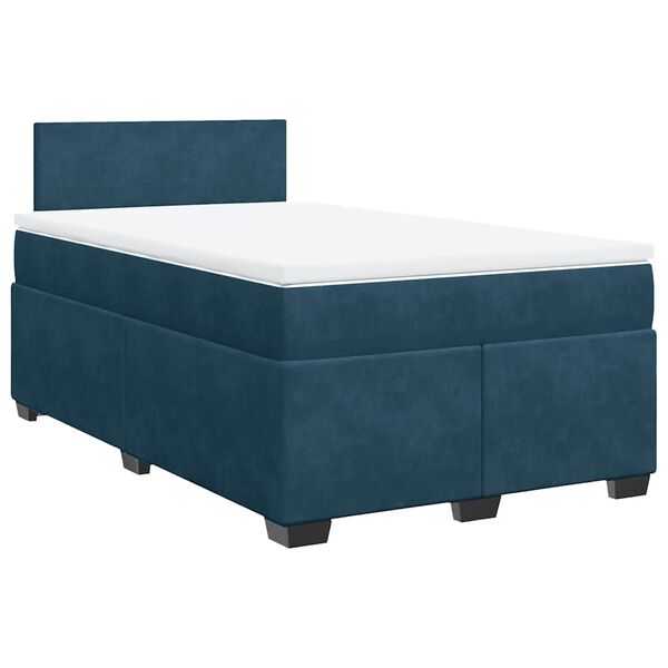 vidaXL Cama box spring con colch&oacute;n terciopelo azul oscuro 120x190 cm