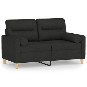 vidaXL Sof&aacute; de 2 plazas con cojines tela negro 120 cm
