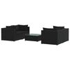 vidaXL Set de muebles de jard&iacute;n 5 pzas y cojines rat&aacute;n sint&eacute;tico negro