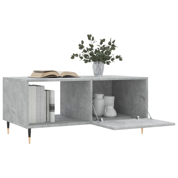 vidaXL Mesa de centro madera contrachapada gris hormigón 90x50x40 cm
