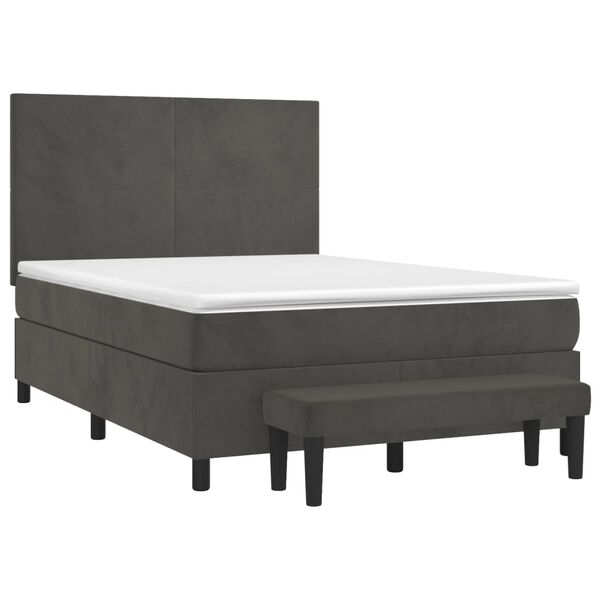 vidaXL Cama box spring con colch&oacute;n terciopelo gris oscuro 140x200 cm