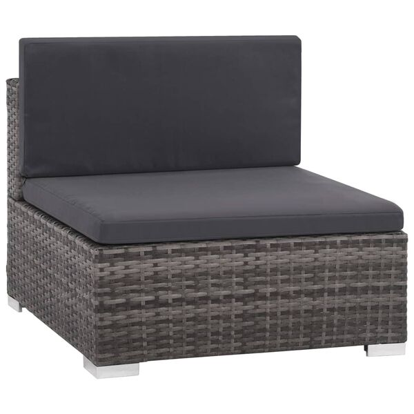 vidaXL Set de muebles de jard&iacute;n 7 pzas y cojines rat&aacute;n sint&eacute;tico gris