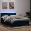 vidaXL Cama box spring con colch&oacute;n y LED terciopelo azul oscuro 160x210 cm