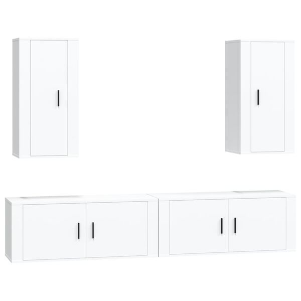 vidaXL Set de muebles para TV 4 piezas madera contrachapada blanco