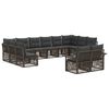 vidaXL Conjunto de sof&aacute;s de jard&iacute;n 12 uds. Gris rat&aacute;n sint&eacute;tico