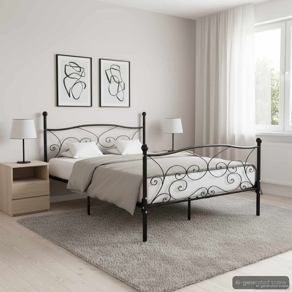 vidaXL Estructura de cama con somier metal negro 140x200 cm