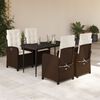 vidaXL Set comedor de jard&iacute;n 5 piezas y cojines rat&aacute;n sint&eacute;tico marr&oacute;n