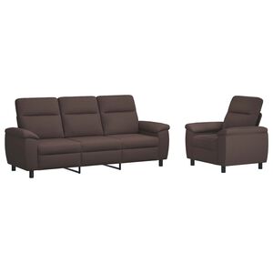 vidaXL Juego de Sof&aacute; 2 pcs Marr&oacute;n Oscuro Tela