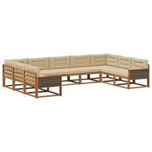 vidaXL Conjunto de sof&aacute;s de exterior con coj&iacute;n 9 pcs Natural y Beige