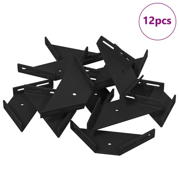 vidaXL Soporte de Esquina 12 pcs Negro 138,5 x 50,5 x 16 mm Hierro