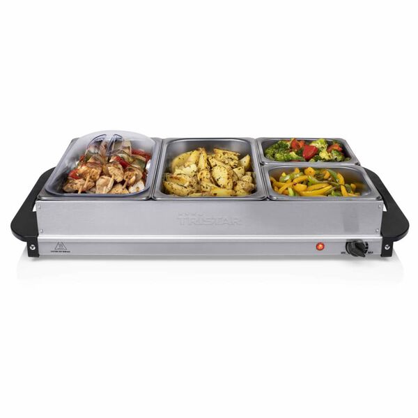 Tristar Calientaplatos para buf&eacute; acero inoxidable plateado 300 W 6,8 L