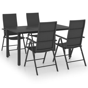 vidaXL Juego de comedor para jard&iacute;n 5 piezas negro