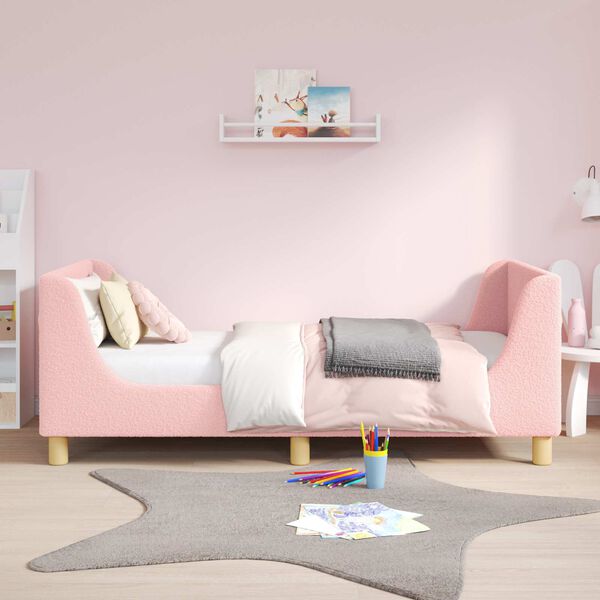 vidaXL Cama para ni&ntilde;os con cabecero Rosa 80 x 160 cm Tela de Oveja