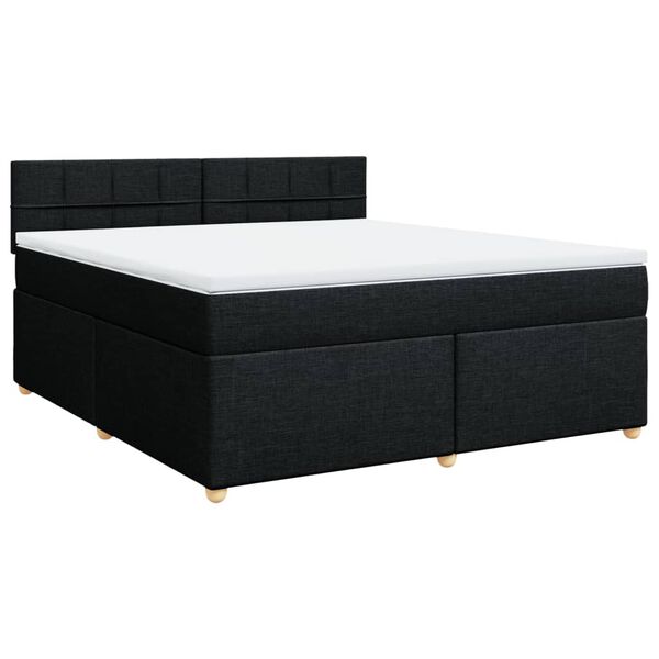 vidaXL Cama box spring con colch&oacute;n tela negro 180x200 cm