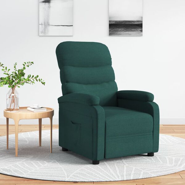 vidaXL Sill&oacute;n reclinable de tela verde oscuro