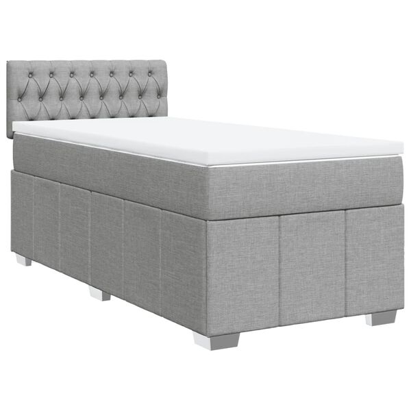 vidaXL Cama box spring con colch&oacute;n tela gris claro 90x200 cm