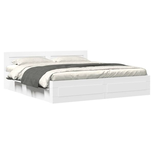 vidaXL Estructura de cama con cabecero sin colchón blanco 200x200 cm