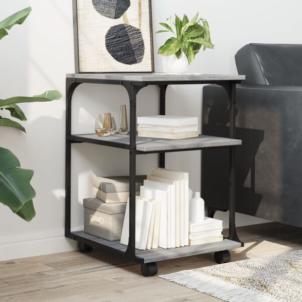 vidaXL Soporte de impresora 3 niveles gris Sonoma 43x48x64 cm