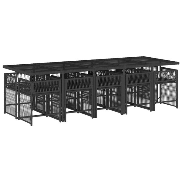 vidaXL Set de comedor jard&iacute;n 11 pzas con cojines rat&aacute;n sint&eacute;tico negro
