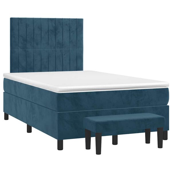 vidaXL Cama box spring con colch&oacute;n terciopelo azul oscuro 120x190 cm