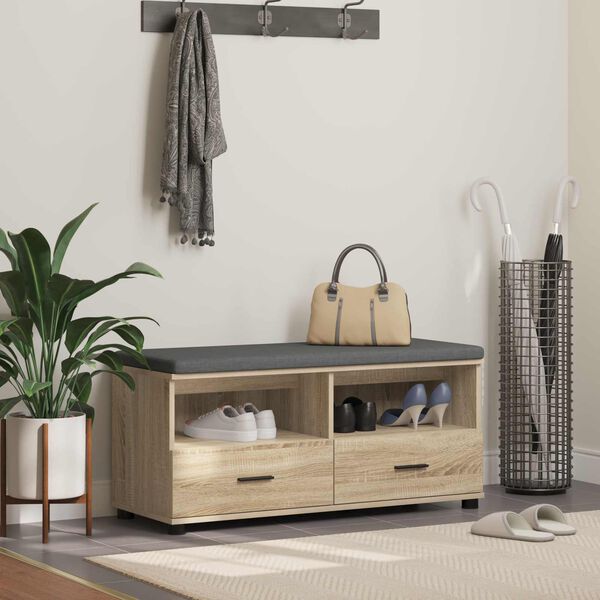 vidaXL Banco de entrada con coj&iacute;n Roble Sonoma 100 x 38 x 46 cm