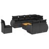 vidaXL Set de sof&aacute;s de jard&iacute;n 8 piezas y cojines rat&aacute;n sint&eacute;tico negro